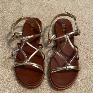 MIA Metallic and Brown Strappy Sandals